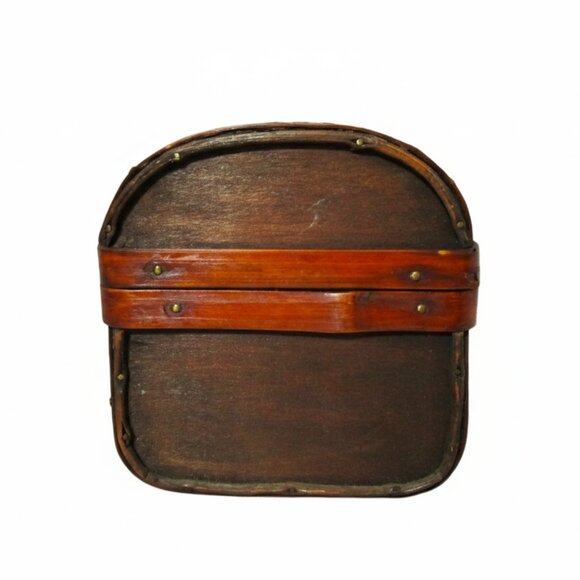 Rare Vintage Woven Wood & Brass Strip Box Unique Antique Keepsake Chest Artisan - Picture 3 of 8